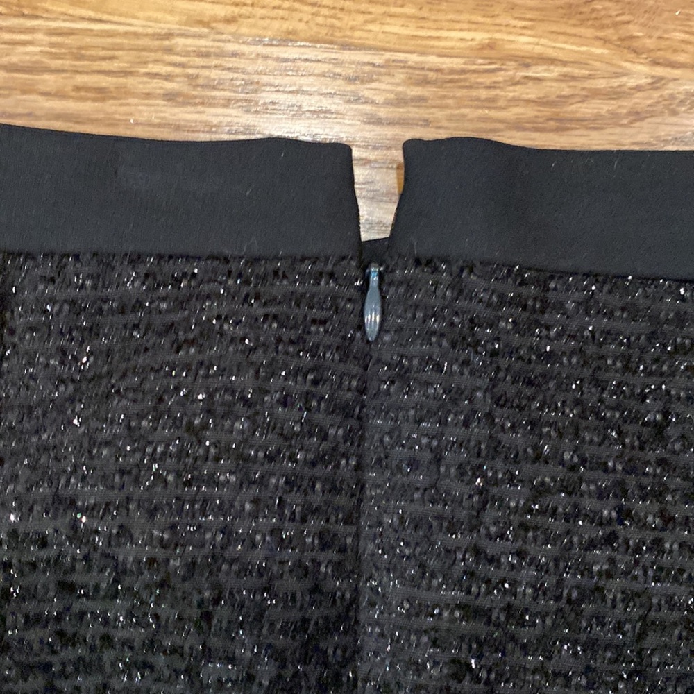 Woman LOFT skater a-line skirt sparkle black holiday workwear - Picture 7 of 9